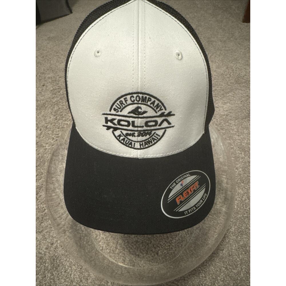 KOLOA Surf Company EST 2014 Kauai Hawaii Hat Black & White FlexFit Trucker Cap